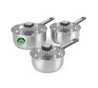 Salter Set di Pentole Expert 3 Pezzi - Casseruole da 16/18/20 cm con Coperchi in Vetro, Acciaio Inox Senza PPAS, Manici Resistenti al Calore e al Tocco Freddo, Adatte all’Induzione