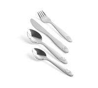 Salter Set Posate per Bambini 4 Pezzi Dinosauri - 1x Coltello, 1x Forchetta, 1x Cucchiaio da Dessert, 1x Cucchiaino, Acciaio Inox, Lavabile in Lavastoviglie, Utensili per Bambini Piccoli, Argento