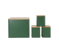 Salter Toronto Set da banco 4 pezzi, portapane e barattoli, verde | Finitura opaca verniciata, coperchi legno acacia, design quadrato e rettangolare, lavabile, per tè, caffè, zucchero