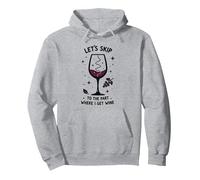 Saltiamo alla Parte in Cui prendo Il Vino Divertente Felpa con Cappuccio, Unisex per Adulti, Grigio Melange, S