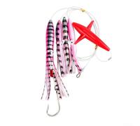 Saltwater Big Game - Esca da pesca con piume sartiate, pesca a traina, tonno e margherita, ganci in acciaio al carbonio ed effetto luce UV (C5)