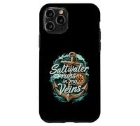 Saltwater Runs In My Veins Anchor Ocean Nautical Design Custodia per iPhone 11 Pro