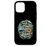 Saltwater Runs In My Veins Anchor Ocean Nautical Design Custodia per iPhone 12/12 Pro