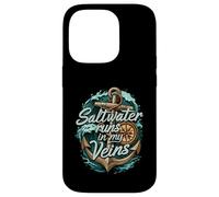 Saltwater Runs In My Veins Anchor Ocean Nautical Design Custodia per iPhone 14 Pro