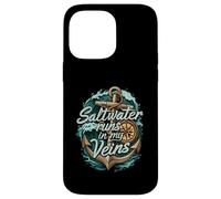 Saltwater Runs In My Veins Anchor Ocean Nautical Design Custodia per iPhone 14 Pro Max