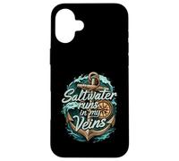Saltwater Runs In My Veins Anchor Ocean Nautical Design Custodia per iPhone 16 Plus