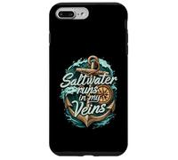 Saltwater Runs In My Veins Anchor Ocean Nautical Design Custodia per iPhone 7 Plus/8 Plus