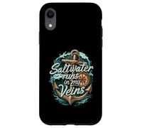 Saltwater Runs In My Veins Anchor Ocean Nautical Design Custodia per iPhone XR