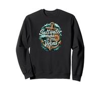 Saltwater Runs in My Veins Anchor Ocean Nautical Design Felpa