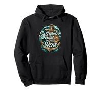 Saltwater Runs in My Veins Anchor Ocean Nautical Design Felpa con Cappuccio