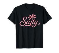 Salty Beach Vacation Funny Summer Palm Tree Coastal Vibe Maglietta