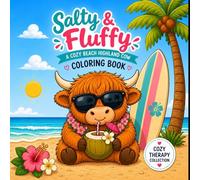 Salty & Fluffy: A cozy beach highland cow coloring book