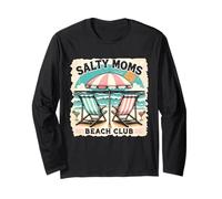 Salty Moms Beach Club Funny Beach Summer Vacation Holiday Maglia a Manica