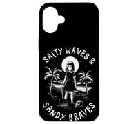 Salty Waves And Sandy Graves Summer Goth Vacation Custodia per iPhone 16 Plus