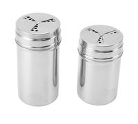 Saluaqui 304 Shaker Spezie in Acciaio Inossidabile con Fori di Versamento Regolabili - Contenitore Distributore di Condimento per e Barbecue Esterno, Set di 2 Pezzi (A)