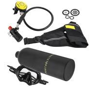 Saluaqui Dideep 1L Mini Scuba SERCA di Scuba Set con Bocchino in Silicone e Occhiali Immersioni Regolabili - Spazio Sottomarino Compatto per Gli Appassionati di Subacquei (Black)