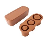 Saluaqui Easy Release Silicone Ice Cube Vassoio con Bidone del Coperchio - Design a Cilindri Cavi per Whisky, Cocktail e Bevanda Gelido (BROWN)