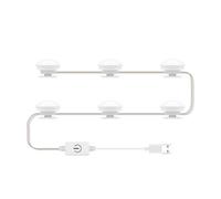 Saluaqui Lampatta a Specchio di vanità a LED con funzionalità di Dimmerazione Tricolore | Luce Frontale Specchio per Trucco USB | Luce Versatile per Bagni e Spogliatoi (6 lampadine)