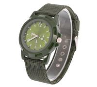 Saluaqui Orologio da Polso Analogico in Stile Militare con Movimento Elettronico e Cinturino in Nylon Regolabile - Custodia in Lega Rotonda Nera per l'uso Quotidiano e 'esercito (GREEN)