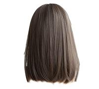 Saluaqui Parrucca Bob Marrone Freddo 16.9in Capelli Sintetici Lisci | Bob di media lunghezza elasticizzato in fibra termica, adatto per l\'uso quotidiano e per le feste, include una retina per