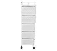 Saluaqui Porta di Stoccaggio Rotante con Ruote - Organizzatore del Cesto in Rete Rotabile in Acciaio a 3 Livelli per Cucina, Frutta, Verdura, Giocattolo e Stoccaggio di Cosmetici in Bianco in Bianco
