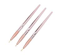 Saluaqui Set di Pennelli per Nail Art 3 Pezzi Penna Fine per Dettagli | Penne per design per unghie dorate in 3 pezzi, punte in nylon fine per dettagliare strumenti disegno in gel e acrilico