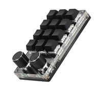 Saluaqui Tastiera Macro Programmabile con 2 Manopole, Interruttore Blu, Mini Tastiera Black 12 Keys, Illuminazione RGB per Ufficio, Giochi, Musica e Media