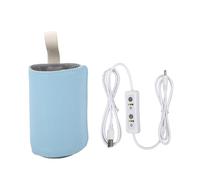 Saluaqui Termostato di Isolamento Portatile per Baby Biberon USB per Viaggi - Coperchio PU in Microfibra Rosa | Riscaldatore di Bottiglie da Alimentazione per Bambini con Ricarica USB e Auto (BLUE)