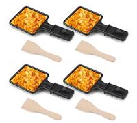 Salubohum 4 Padelle per Raclette, padelle grill antiaderenti con 4 palette di legno per grill elettrico universale, cottura di formaggio e uova