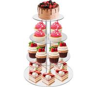 Salubohum Espositore per cupcake, alzatina per dolci, in acrilico trasparente, adatto per cupcake e frutta, ideale per matrimoni, compleanni e feste di laurea (4 piani rotondi)