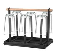 Salubohum Scolabottiglie, Scola Borracce Multifunzionale, 6 Bottiglie in Metallo, con Tappetino di Drenaggio Removibile, Adatto per Biberon, Tazze da Caffè, Bicchieri di Vetro (Nero)