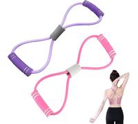 Saludea Fascia di resistenza con manici, fascia di resistenza per braccio figura 8, espansore toracico, yoga, palestra, fitness, corda elastica con 8 parole, per allenare la forza di braccia e spalle