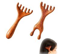 Saludea - Pettini per terapia a cinque tocchi, per massaggio a 6 artigli, per terapia cinquetouch, in legno di sandalo, multifunzione, con 6 artigli, per cuoio capelluto, viso, collo, spalle (A+B)