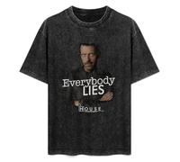 SaludHealth House M.D Everybody Lies Unisex T-Shirt Printed Tee Graphic Top Men Black Shirt 3XL