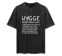 SaludHealth Hygge Noun Definition Danish Cozy Simple Home Unisex T-Shirt Printed Tee Graphic Top Men Black Shirt XXL