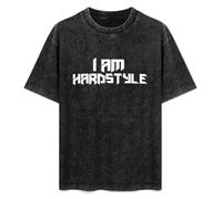 SaludHealth I Am Hardstyle Canvas Fitness Breathable Spring Autumn Cool Unisex T-Shirt Printed Tee Graphic Top Men Black Shirt S