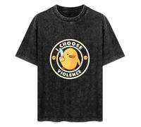 SaludHealth I Choose Violence Funny Duck Holding Knife Unisex T-Shirt Printed Tee Graphic Top Men Black Shirt M