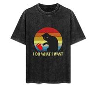 SaludHealth I Do What I Want Cat Lovers Unisex T-Shirt Printed Tee Graphic Top Men Black Shirt XXL