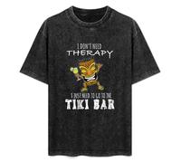 SaludHealth I Don't Need Therapy I Just Need To Go To The Tiki Bar Unisex T-Shirt Printed Tee Graphic Top Men Black Shirt XXL