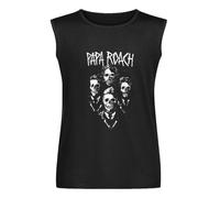 SaludHealth Papa Roach Portrait Unisex Sleeveless T-Shirt Printed Tee Graphic Top Men Vest Tank Black Shirt M