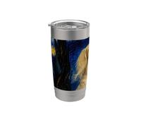 Saluki Dog Van Gogh Notte stellata Bicchiere termico in acciaio inox doppia parete