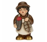 THUN - Presepe 2022 - Statuina Presepe Salumiere in Ceramica Decorata a Mano, Versione Vestito Marrone - Linea Presepe Classico - 4,3X4,5X8 cm h