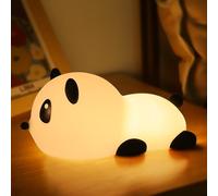 SALUOKE Panda Luce Notturna Bambini, Lampada Notturna per Bambini, 7 Modalità di Colore, Lucina Notte Regolabile con Timer, Controllo Touch, Lampada Panda in Silicone, Ricaricabile Tramite USB