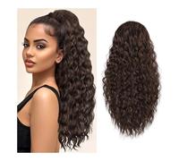 Salute allungamento della coda di cavallo, cordoncino riccio per donne nere, lunghezza 61 cm, capelli sintetici clip in per la cura del corpo delle donne (Brown)