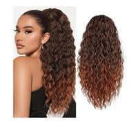 Salute allungamento della coda di cavallo, cordoncino riccio per donne nere, lunghezza 61 cm, capelli sintetici clip in per la cura del corpo delle donne (Brown Blonde)