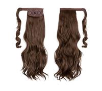 Salute capelli sintetici lunghi ondulati lunghi capelli coda di cavallo, clip ricci in parrucca finte, parrucca per capelli per la cura del corpo Tai finto liscio (Mudium Brown,18 pollici)