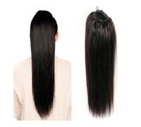 Salute coda di cavallo dritta con coulisse, capelli umani, coda di cavallo brasiliana, capelli Remy, clip in coda di cavallo per donne cura del corpo (22 pollici 100 g)