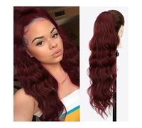 Salute, coda di cavallo sintetica lunga bionda, coda di cavallo ondulata con coulisse per donne, coda di cavallo nero-marrone, extension per capelli per la cura personale (rosso)