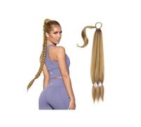 Salute Intrecciata coda di cavallo, coda di cavallo sintetica lunga con elastico per capelli, capelli sintetici fatti in casa, per donne nella vita di tutti i giorni (Brown,34i