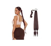 Salute Intrecciata coda di cavallo, coda di cavallo sintetica lunga con elastico per capelli, capelli sintetici fatti in casa per donne nella vita di tutti i giorni (Reddish b